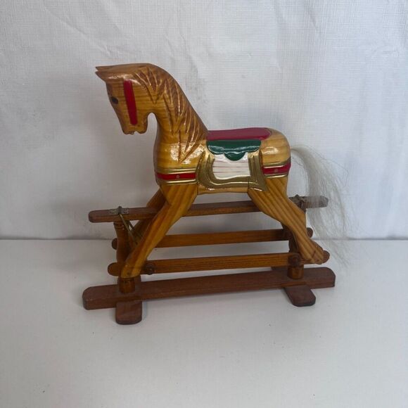 VTG Rocking Glider Horse Decoration Hand Carved Display 8" Height Folk Art Mini - Picture 8 of 8